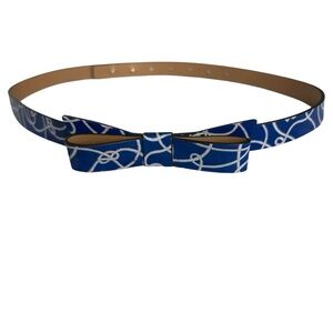 Kate Spade Chic Leather Blue and White Belt with Bow Detail SZ S